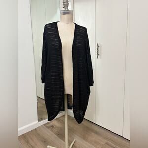Decree Black Knit Lightweight Open Front Chic Women's Cardigan Small